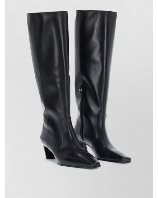 Stuart Weitzman Black Knee Length Block Heel Pointed Toe Boots