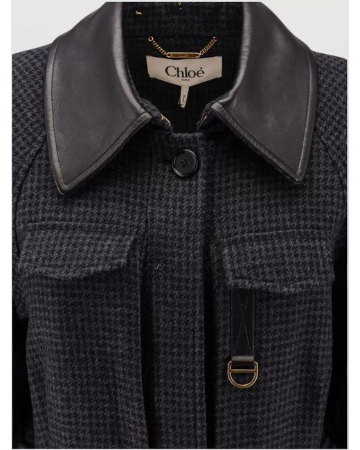 Chloé Black Virgin Wool Belted Single Breasted Coat