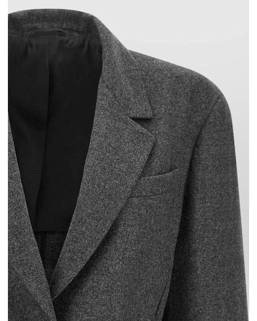 Brunello Cucinelli Black Tailored Blazer Mirror Lapels Leather Belt