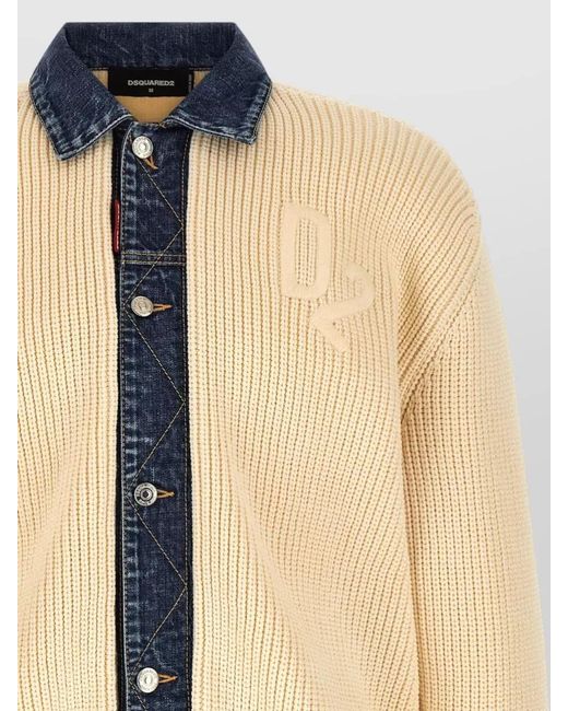 DSquared² Blue Denim Mix D2 Knit Cardigan for men