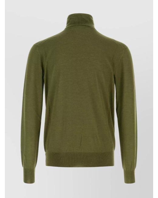 Saint Laurent Green Cashmere Wool Silk Fine-Knit Turtleneck Sweater for men
