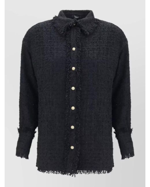 Balmain Blue Tweed Straight-Fit Shirt Jacket