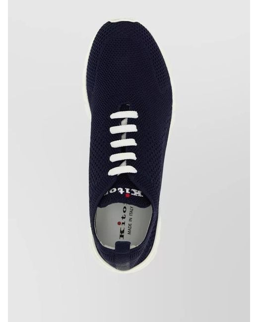 Kiton Blue Fits Sneakers Knit Upper Rubber Sole for men