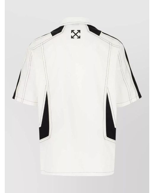 Off-White c/o Virgil Abloh Black Cotton Shirt Contrast Panels Short Sleeves for men