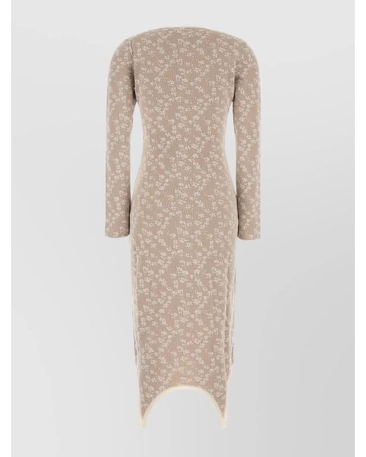 Fendi Natural Embroidered Cotton Blend Knitted Dress