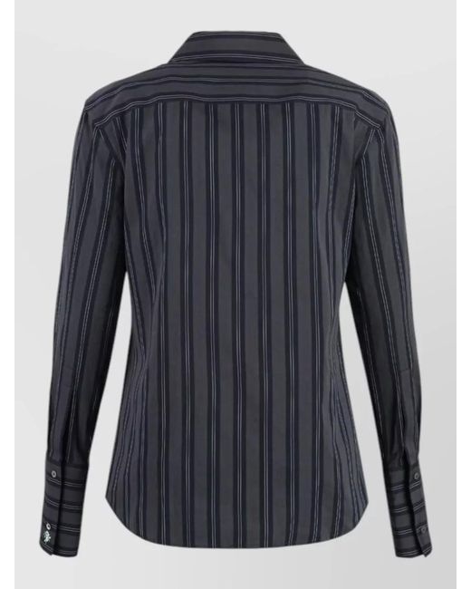 Tory Burch Blue Striped Tailored Fit Long Sleeve Layering Shirt