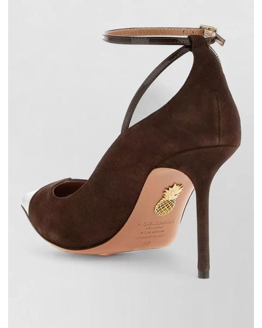 Aquazzura Brown Leather Cutout Pumps