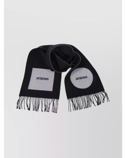 Jacquemus Black Virgin Wool Fringed Scarf