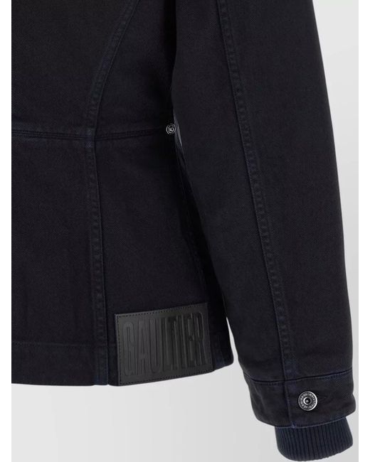 Jean Paul Gaultier Blue Denim Jacket High Collar Buttoned Cuffs