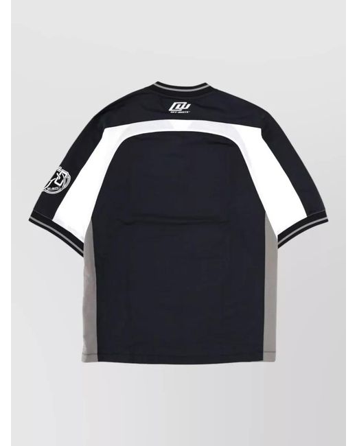Off-White c/o Virgil Abloh Black V Neck Graphic Print Short Sleeve Shirt for men