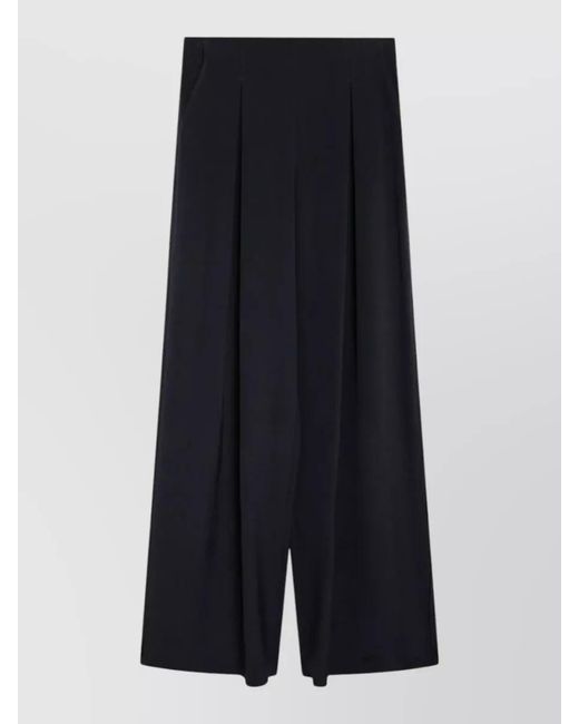 Max Mara Blue High Waist Pleated Front Wide Leg Pants