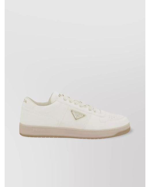 Prada Natural Lamb Leather Paneled Low-Top Sneakers for men