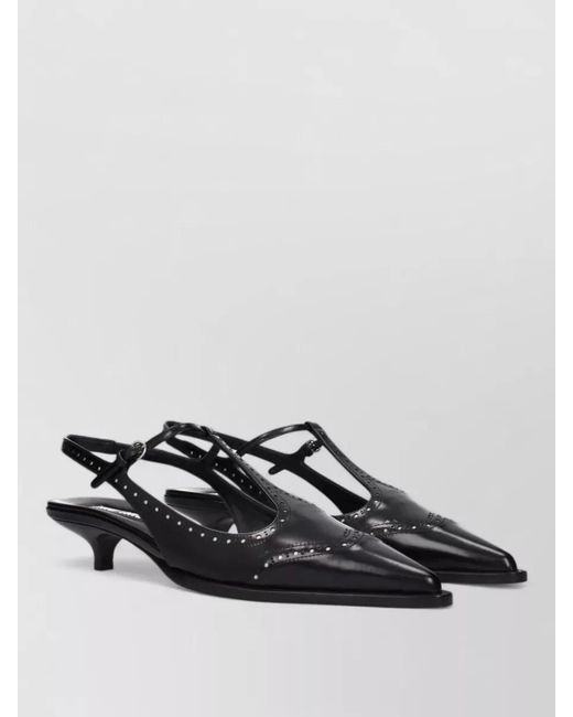 Miu Miu Black Leather Mid Heel Pumps