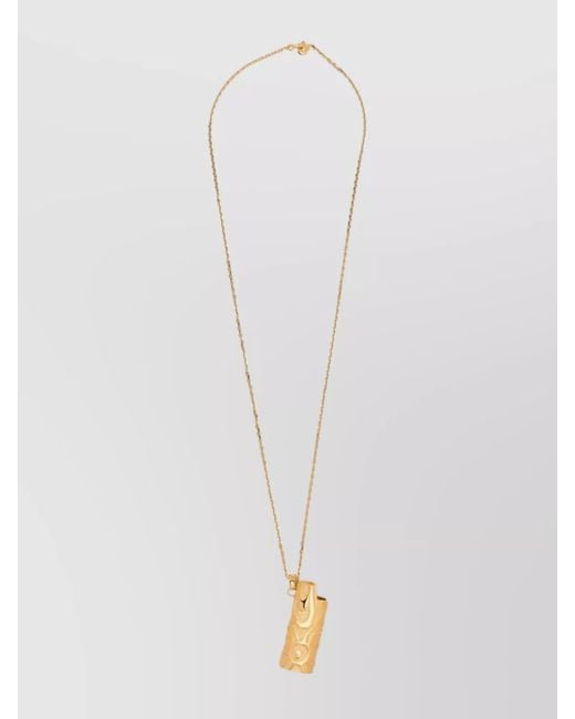 Emilio Pucci White Pendant Chain Necklace Textured Finish