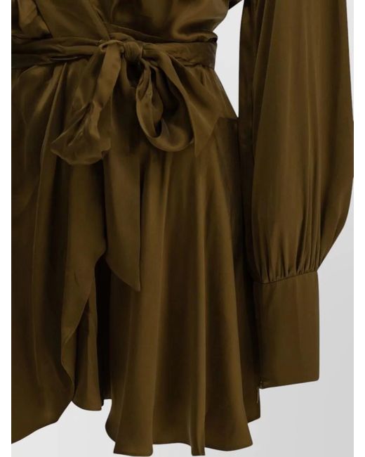 Zimmermann Green Silk Wrap Blouse