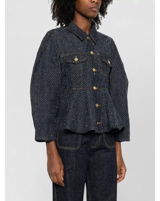 Ganni Blue Denim Peplum Jacket