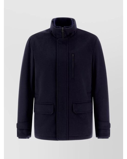 Herno Blue High Collar Winter Jacket for men