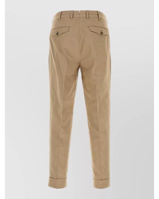 PT Torino Natural Cotton Tailored Trousers Pleated Front Cuffed Hem for men