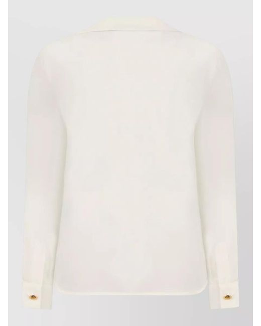 Max Mara Natural Long Sleeve Polo Shirt Button Collar