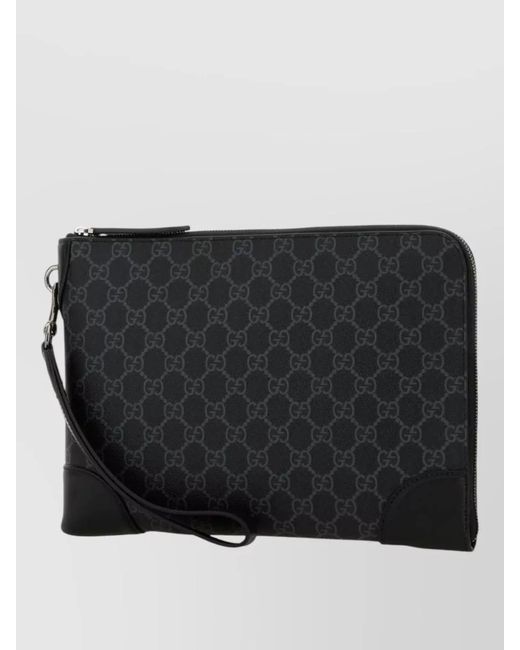 Gucci Black Printed Canvas Document Case for men