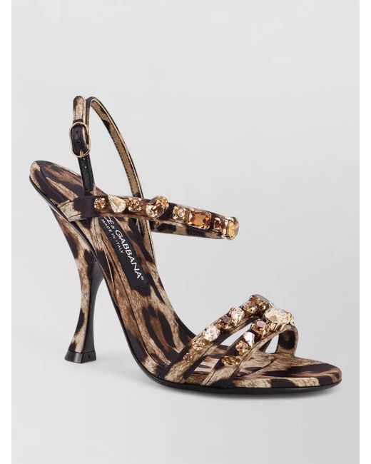 Dolce & Gabbana Metallic Satin Animal-Print Sandals