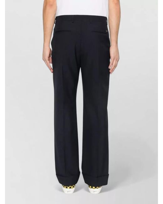Valentino Garavani Blue Wool Straight-Leg Trousers for men