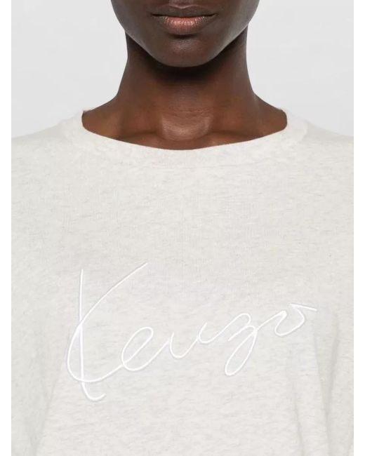 KENZO White Organic Cotton Signature Long Sleeve T Shirt