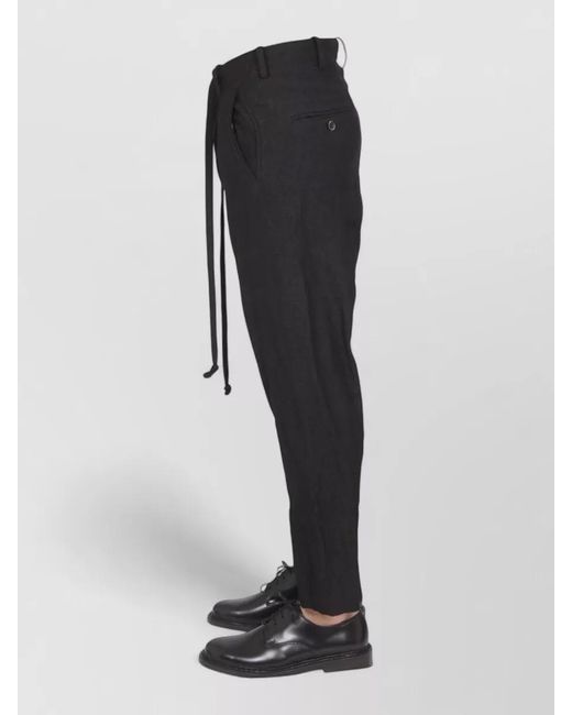 Uma Wang Black Cropped Pants Belt Loops Side And Back Pockets for men