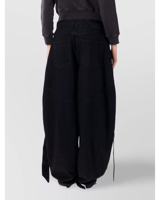 The Attico Black Denim Wide-Leg Trousers