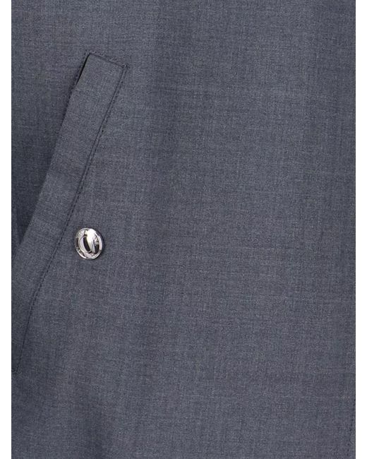 Thom Browne Blue Ribbed Wool Bomber Jacket for men