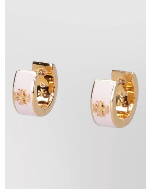 Tory Burch Multicolor Hoop Earrings Two Tone Metal Design