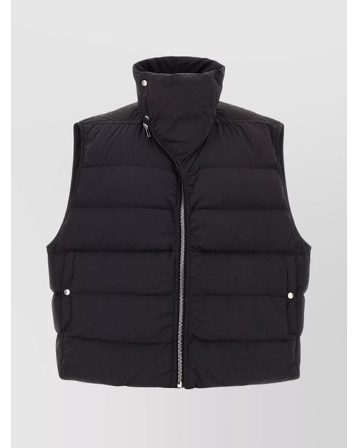 Rick Owens Blue Padded High Collar Vest With Side Pockets for men