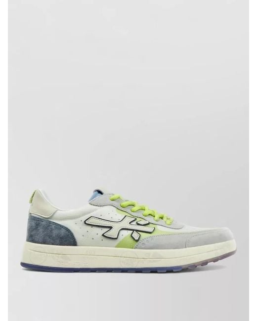 Premiata Multicolor Sneakers Perforated Toe Box Contrast Stitching Collar for men