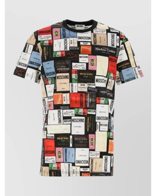 Moschino Multicolor Cotton Crew Neck Regular Fit T Shirt for men