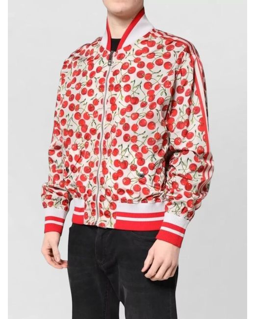 Dolce & Gabbana Red Cherry Print Bomber Jacket for men