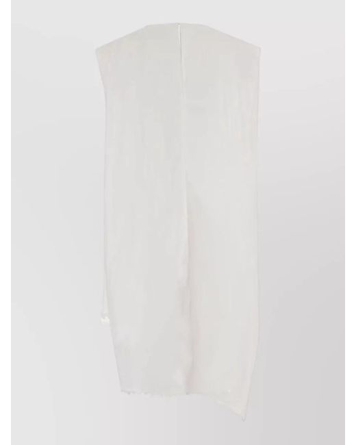 Jacquemus White Knee Length Dress Asymmetric Scalloped Hem Sleeveless