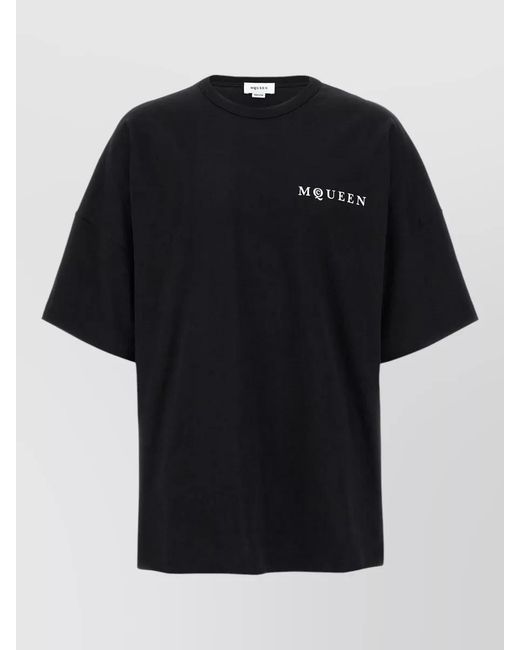 McQueen Black Logo T Shirt Crew Neck Oversized Fit for men