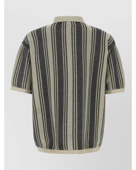 Nanamica Multicolor Embroidered Striped Knit Polo Short Sleeves