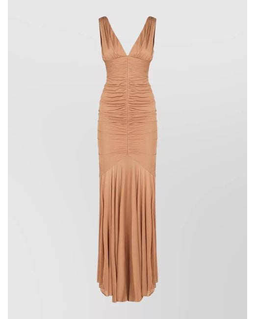 GIUSEPPE DI MORABITO White Draped Maxi Dress V Neck Sleeveless