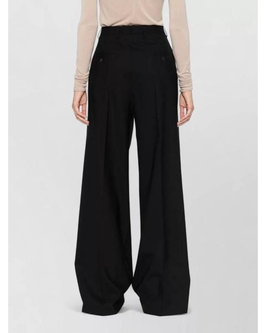 Rick Owens Black High Waist Pleated Belted Wide Leg Pants
