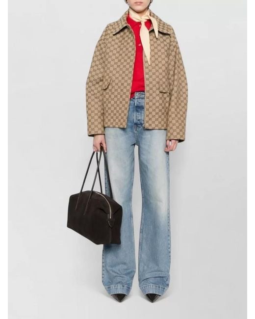 Gucci Natural Gg Canvas Bomber Jacket