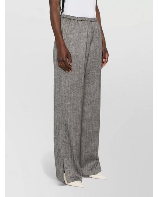 Forte_forte Gray Herringbone Wide-Leg Trousers