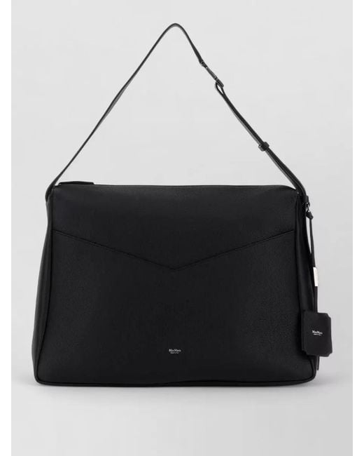 Max Mara Black Leather Kipperl Laptop Shoulder Bag Adjustable