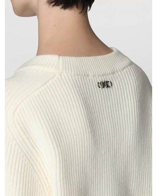 MICHAEL Michael Kors Natural Merino Wool Crew Neck Ribbed Sweater