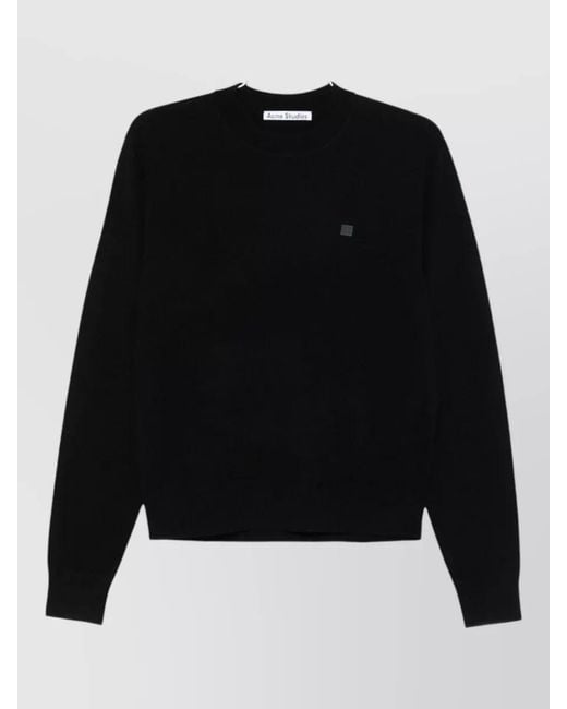 Acne Black Long Sleeve Crew Neck Knit Sweater for men