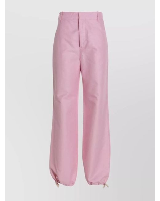 Marni Pink Logo Embroidery Straight Trousers