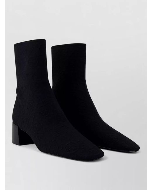 Tory Burch Black Stretch Nylon Ankle Boots Block Heel