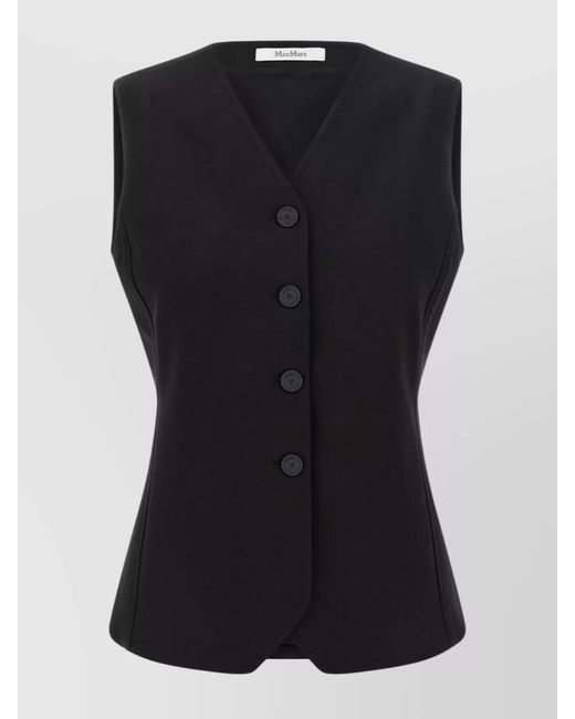 Max Mara Black Tailored Vest Featuring Button Detailing