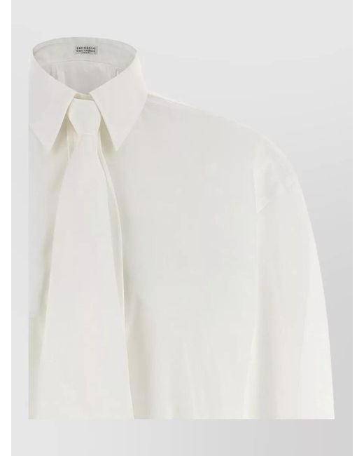 Brunello Cucinelli White Cotton Poplin Shirt Tie And Cuffs
