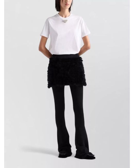 Prada White Embellished Cotton Jersey Short-Sleeve T-Shirt